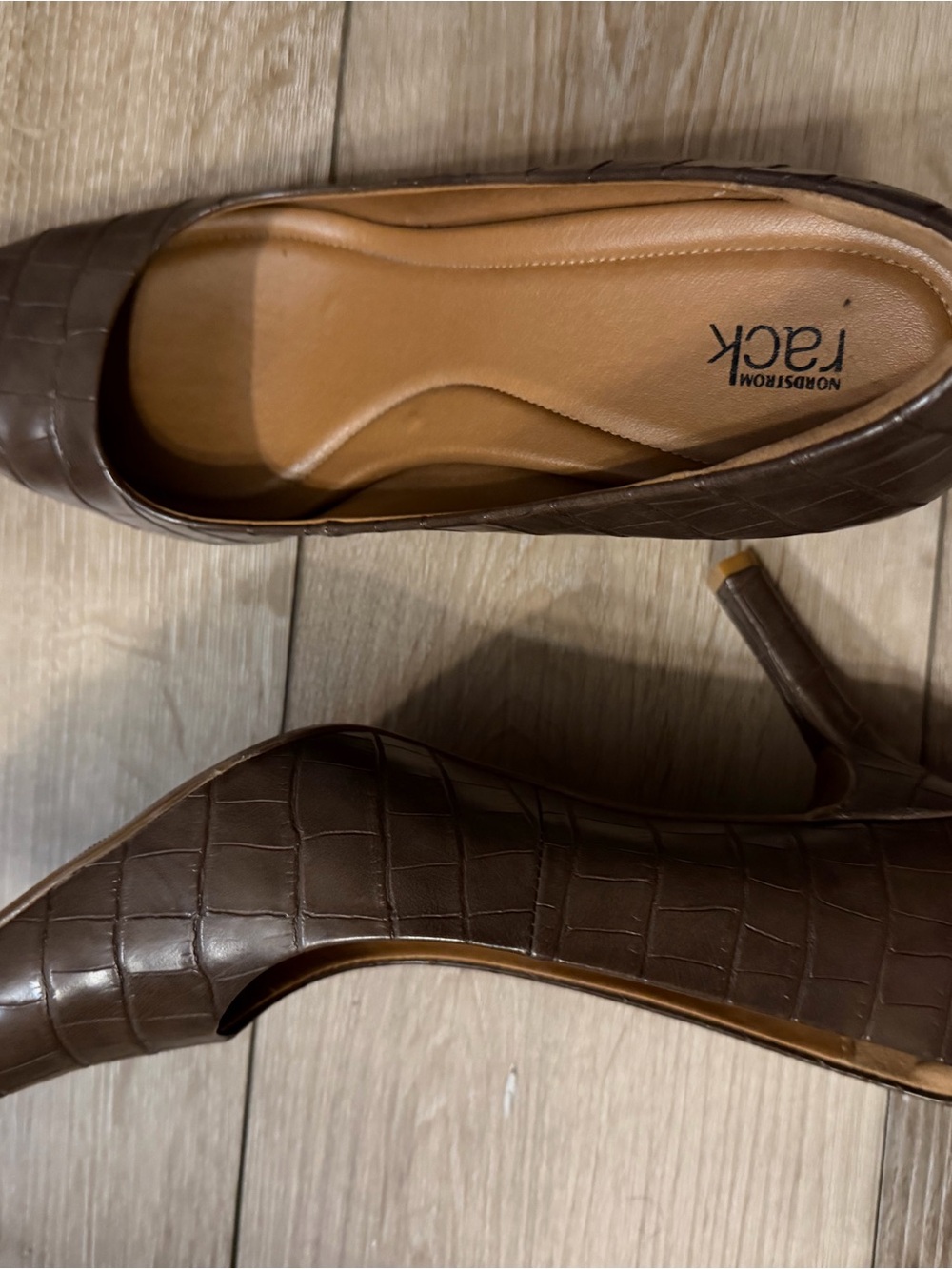 Nordstrom Rack Brown Croc Embossed Pointed Toe Pumps 13M